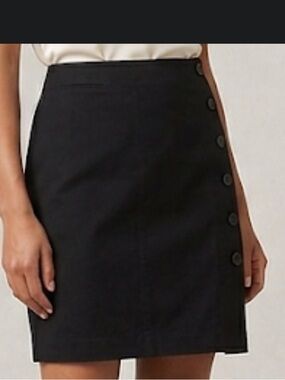 Lauren Ralph Lauren Black Straight Pencil Skirt Side Button Down Nautical SZ 6